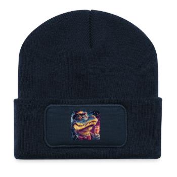 Gentleman Krokodil mit Zylinder & Champus - Recycelte Patch Beanie - French Navy - Vorne