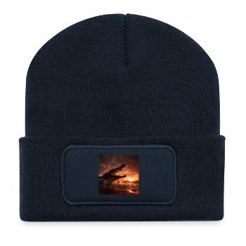 Wild Crocodile Action Sunset River - Recycled Patch Beanie - french navy - Front