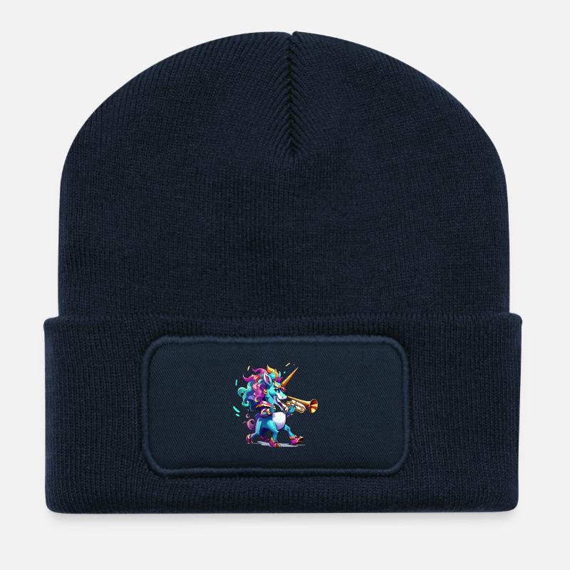 Unicorn Trumpet Color Spell - Recycled Patch Beanie - french navy