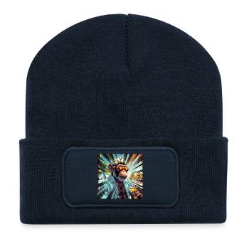 Resort style tropical monkey - Recycled Patch Beanie - french navy - Front