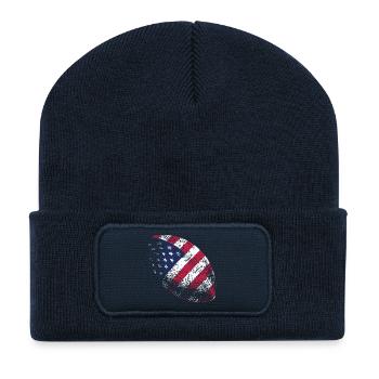 Patriotischer amerikanischer Flaggenfußball Rugbyball-Kunst - Recycelte Patch Beanie - French Navy - Vorne