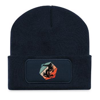 Motif de snowboard clair pour chaque jour - Beanie recyclé à patch - bleu marine - Devant