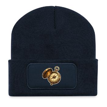 Antike Kompassuhr Abenteuer - Recycelte Patch Beanie - French Navy - Vorne
