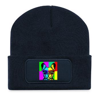 Pop Art Pup  - Recycled Patch Beanie - french navy - Front