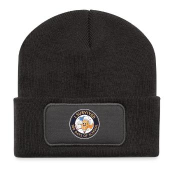 A survécu à 100 jours d’école - Beanie recyclé à patch - charbon - Devant