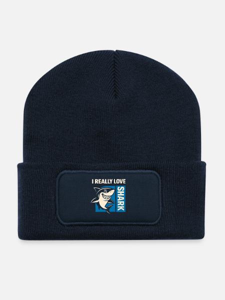 I Really Love Shark - Recycled Patch Beanie - french navy