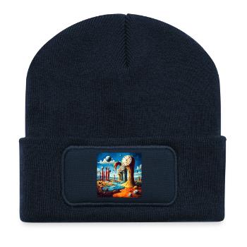 Paysage Surreel des Cloches Fondantes - Beanie recyclé à patch - bleu marine - Devant