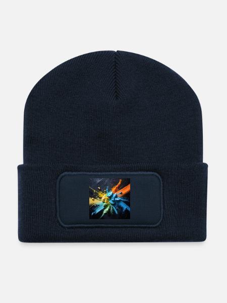 Rainbow dust explosion - Recycled Patch Beanie - french navy