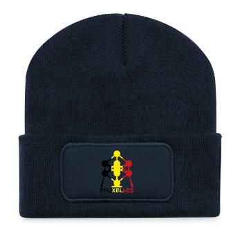 Icône des couleurs du drapeau belge de l’Atomium Bruxelles - Beanie recyclé à patch - bleu marine - Devant