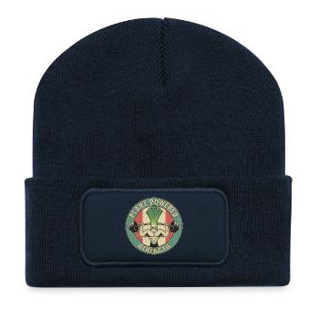 Strong Leek Weightlifting Design Fitness Vegan - Recycled Patch Beanie - french navy - Front
