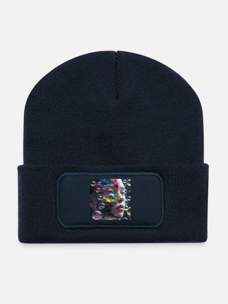 Traumhaftes Korallenporträt - Recycelte Patch Beanie - French Navy