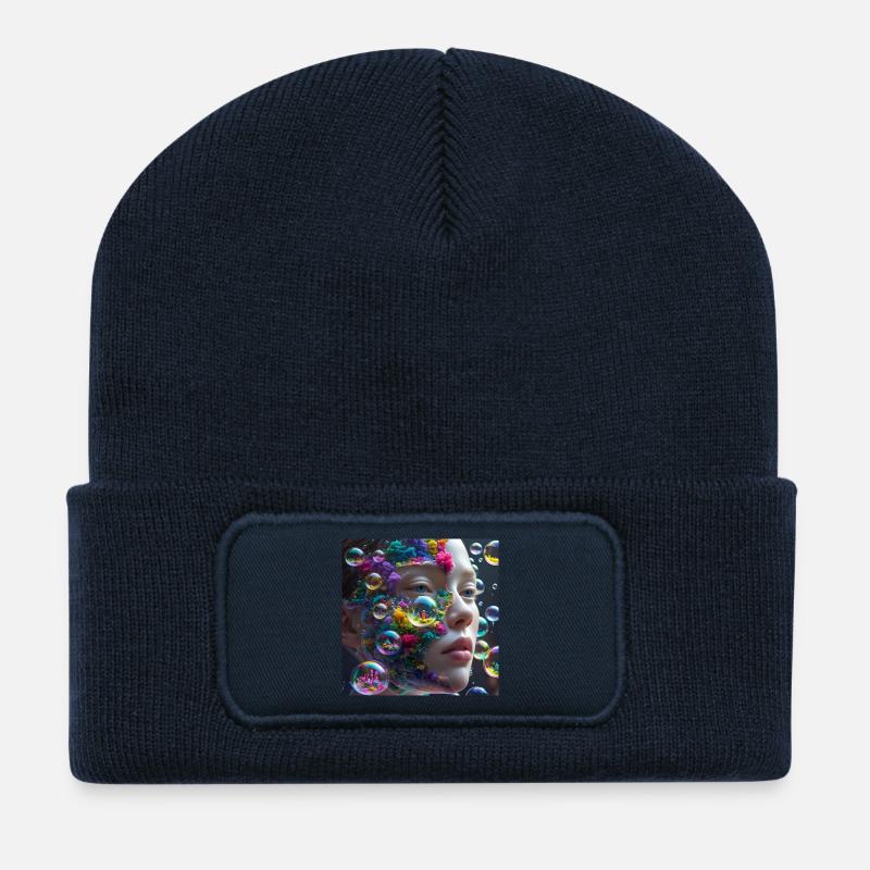 Traumhaftes Korallenporträt - Recycelte Patch Beanie - French Navy