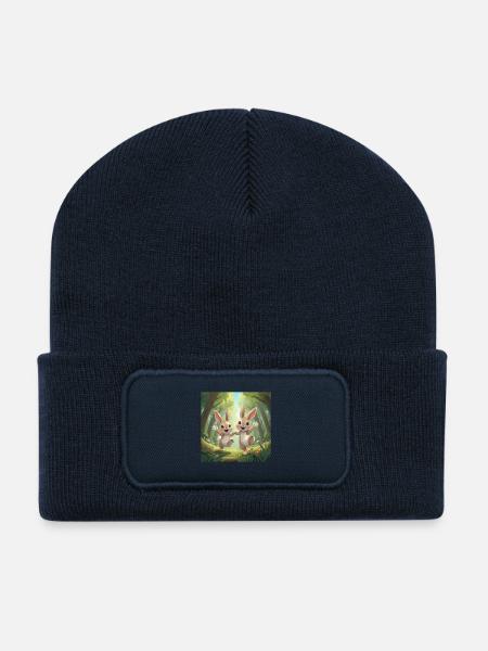 Héros sauteurs dans la forêt - Beanie recyclé à patch - bleu marine