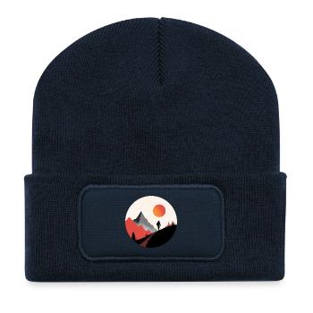 Wandern in den Bergen, eine Leidenschaft für Wanderer - Recycelte Patch Beanie - French Navy - Vorne