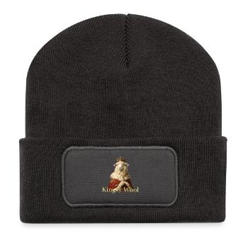 Roi de la Laine - Beanie recyclé à patch - charbon - Devant