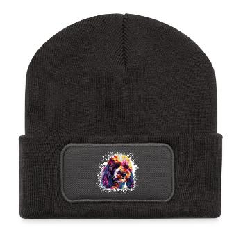 Splash of Color Dog Animal Dog - Recycled Patch Beanie - dark grey - Front