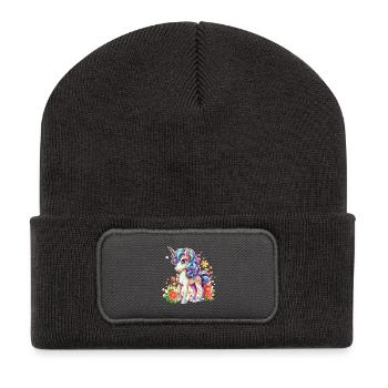Blossom magic unicorn in spring - Recycled Patch Beanie - dark grey - Front
