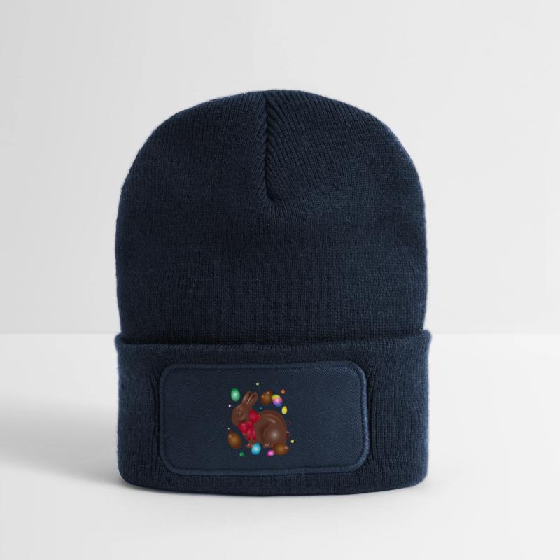 Chocolate Easter bunny with colorful Easter eggs Recycled Patch Beanie