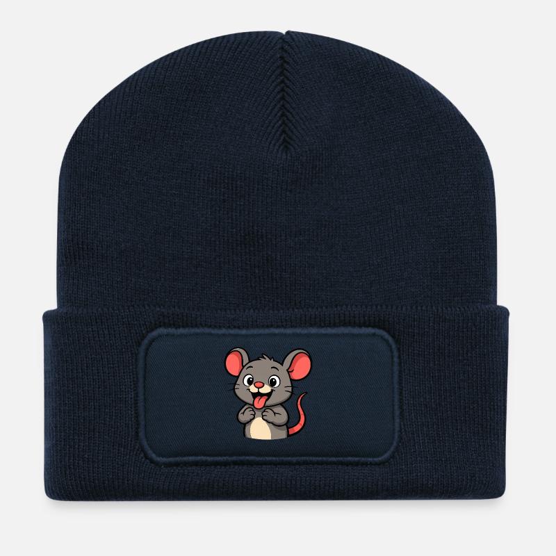 Souris Vilaine - Beanie recyclé à patch - bleu marine