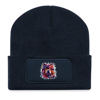 Dog Dog Portrait - Recycled Patch Beanie - french navy - Front