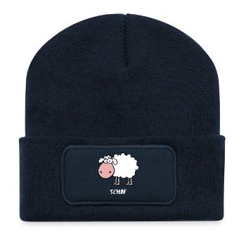 Schaf - Recycelte Patch Beanie - French Navy - Vorne