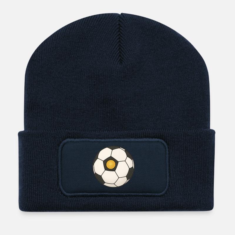 Fußball mit goldenem Punkt - Recycelte Patch Beanie - French Navy