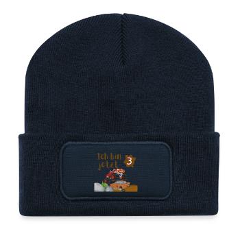 I'm Now 3 – Monster Truck Birthday Shirt - Recycled Patch Beanie - french navy - Front