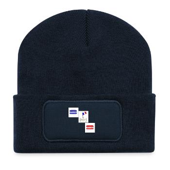 Franzoesische_Macarons - Beanie recyclé à patch - bleu marine - Devant