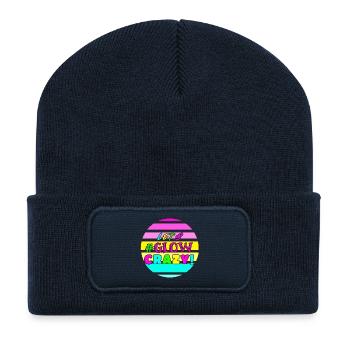 Lasst uns verrückt leuchten - Geburtstag - 80s - Recycelte Patch Beanie - French Navy - Vorne