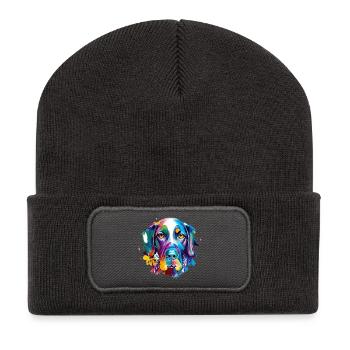German Shorthaired Pointer GSP Colourful Dog Art - Recycled Patch Beanie - dark grey - Front
