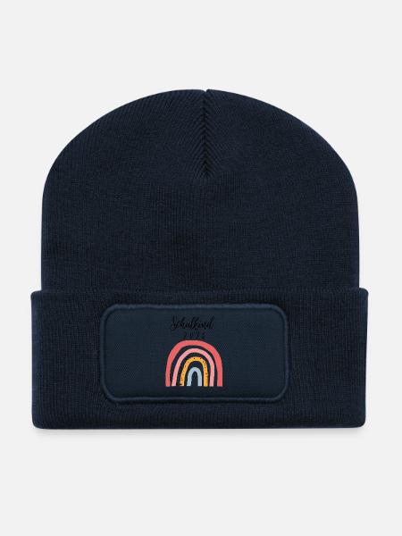 School Child 2026 Rainbow Gift for School Enrollment - Recycled Patch Beanie - french navy