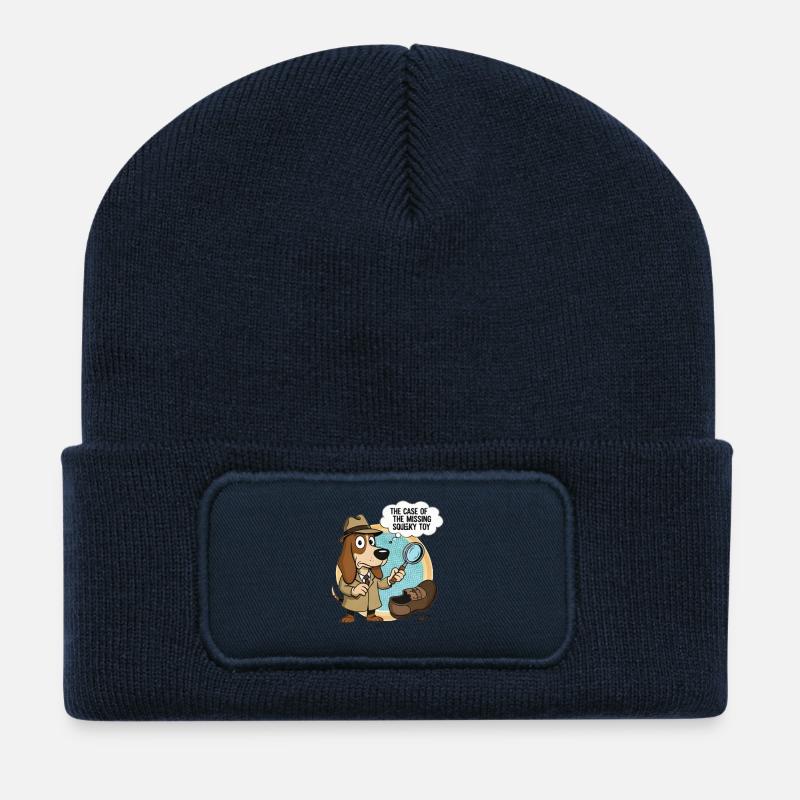 Detective Dog and Missing Toy - Recycled Patch Beanie - french navy