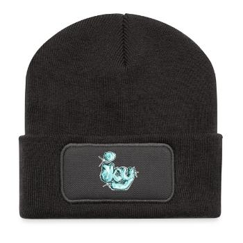 Eisig, ein gezogenes Wort - Recycelte Patch Beanie - Dunkelgrau - Vorne