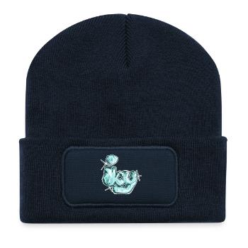Eisig, ein gezogenes Wort - Recycelte Patch Beanie - French Navy - Vorne