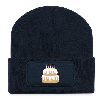 Two-Tier Cake with Candles - Recycled Patch Beanie - french navy - Front