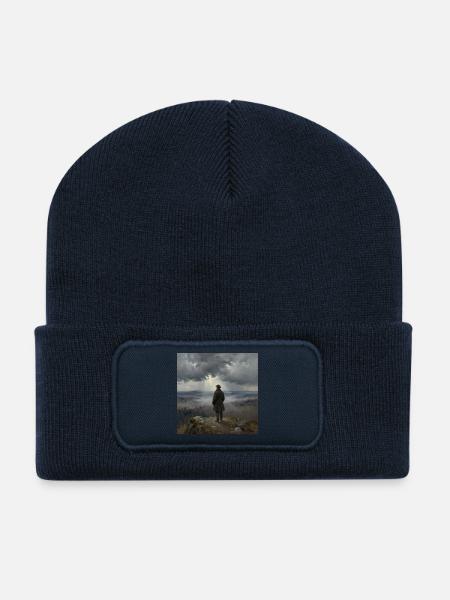 Blick in den Nebelberge - Recycelte Patch Beanie - French Navy