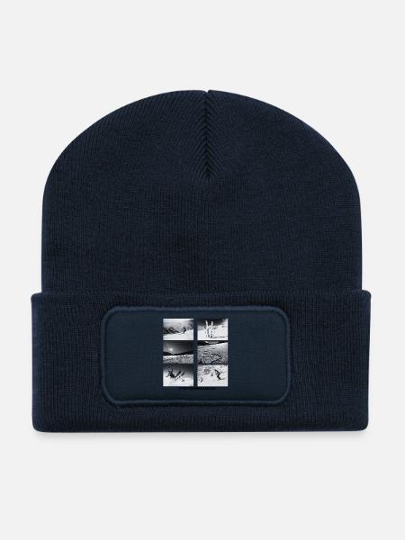 Pistenrausch Collage BW - Recycelte Patch Beanie - French Navy