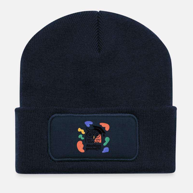Graduation Owl Abstract Organic - Recycled Patch Beanie - french navy