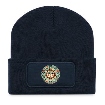 Sun Folk Bloom Circle - Recycelte Patch Beanie - French Navy - Vorne