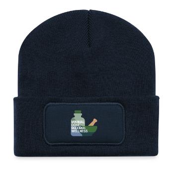 Homöopathie Minimale Dosis Maximales Wohlbefinden - Recycelte Patch Beanie - French Navy - Vorne