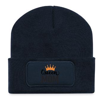 Reine Maman - Beanie recyclé à patch - bleu marine - Devant
