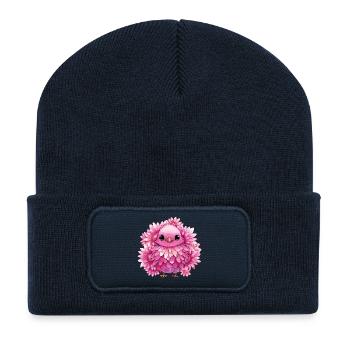 Pink Flower Chicks - Recycled Patch Beanie - french navy - Front