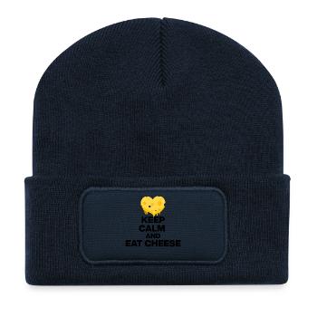 RESTE CALME ET MANGE DU FROMAGE, UN CADEAU 🧀 DE JUNKIE AU FROMAGE - Beanie recyclé à patch - bleu marine - Devant