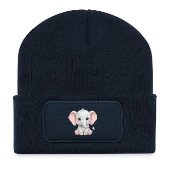 Kuscheliges Elefantenbaby Cartoon - Recycelte Patch Beanie - French Navy - Vorne