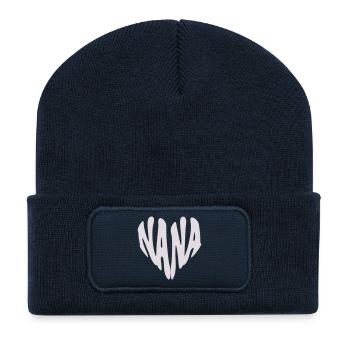 Nana – Kleines Herz-Grafik (Individuelle Farbe) - Recycelte Patch Beanie - French Navy - Vorne