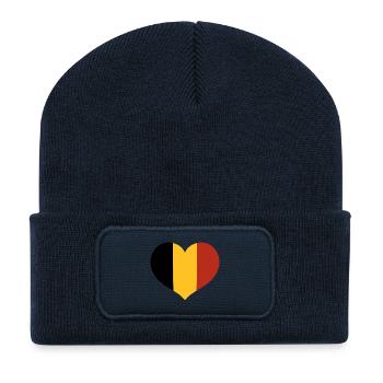 Herz der belgischen Flagge - Recycelte Patch Beanie - French Navy - Vorne