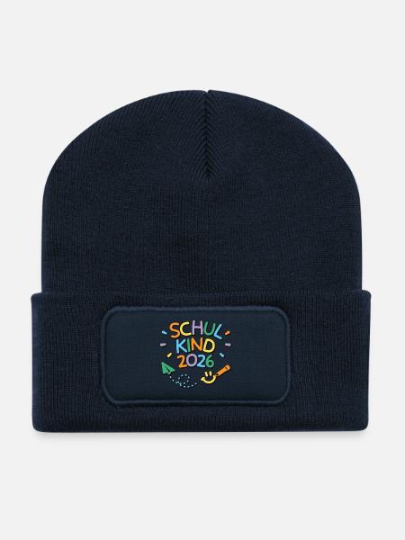 Schulkind 2026 Einschulung Schulanfang - Recycelte Patch Beanie - French Navy