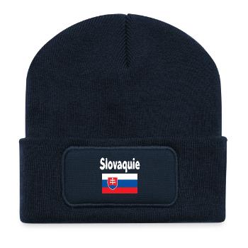Slovakia, stylized flag and coat of arms - Recycled Patch Beanie - french navy - Front