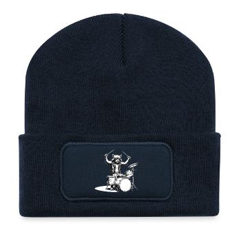 Rocker Raccoon Metal Heavy Metal Hardrock Design - Recycled Patch Beanie - french navy - Front