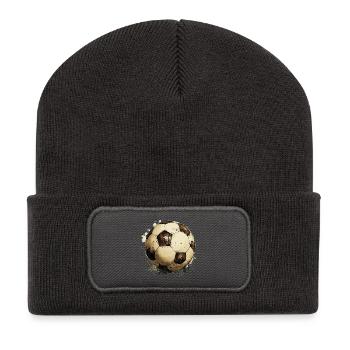 Fußball Ball - Recycelte Patch Beanie - Dunkelgrau - Vorne